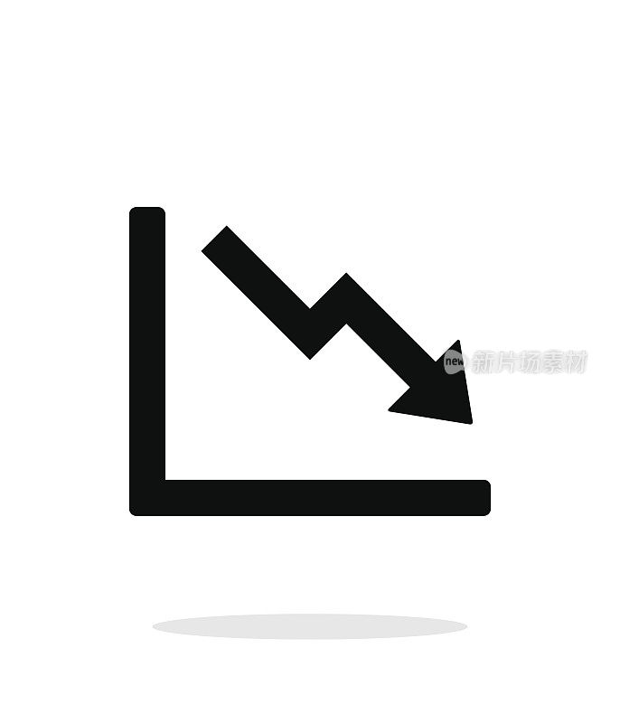 Chart down icon on white background.